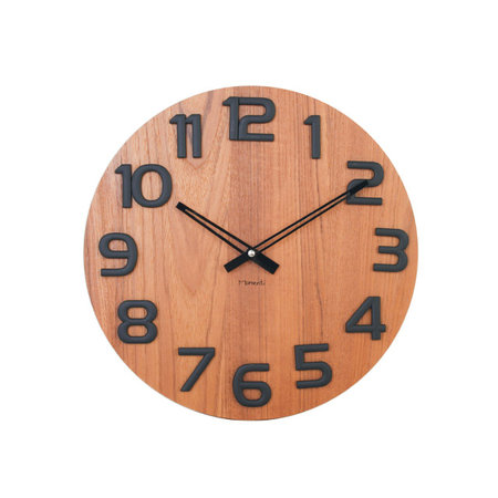 모멘티 티크우드 입체  벽시계