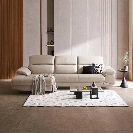 카리브2 4인 카우치 전체 천연가죽 소파+스툴