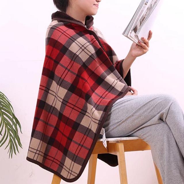 체크무늬 가을 겨울 망토담요 어깨 무릎 똑딱이 담요