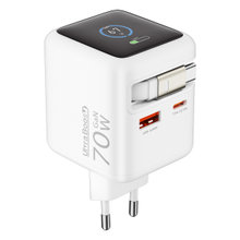 울트라부스트 70W GaN AI 컬러 액정 케이블 일체형 2포트 충전기